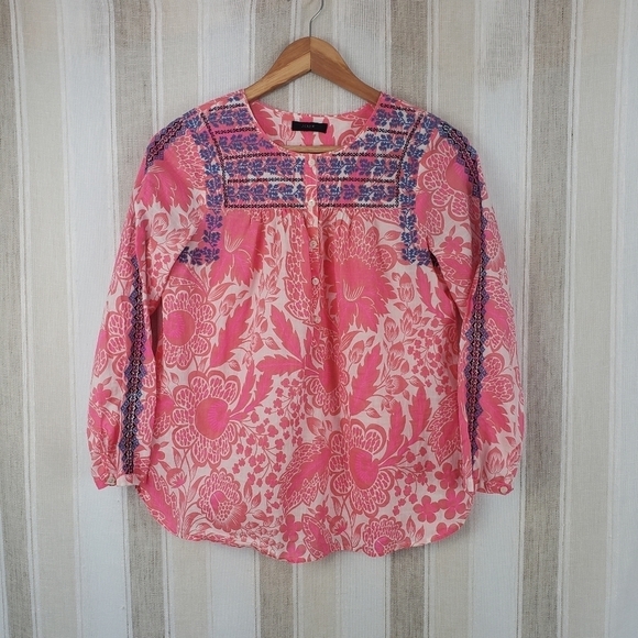 J. Crew Floral Boho Blouse Pink Size‎ XS/Small - Picture 2 of 11